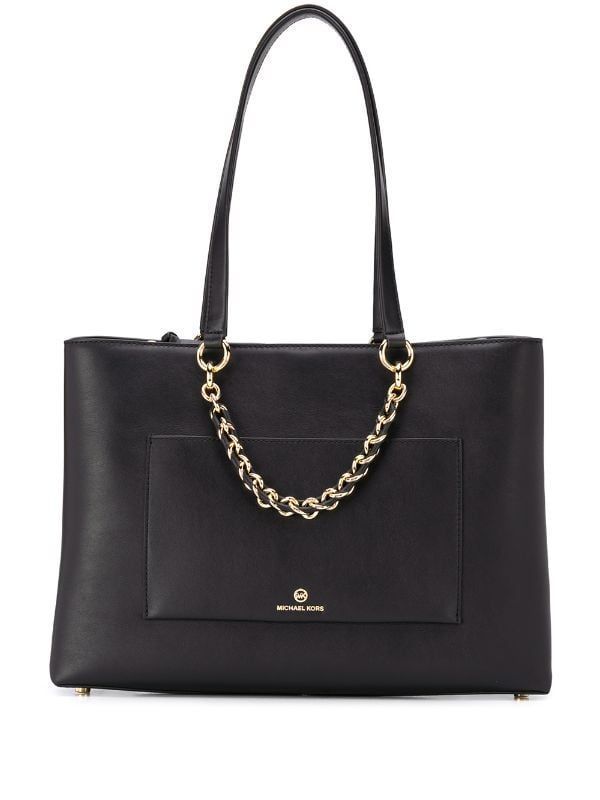 michael michael kors cece medium ribbon chain leather tote