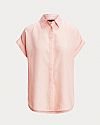 LAUREN RALPH LAUREN RELAXED FIT LINEN SHORT-SLEEVE ΠΟΥΚΑΜΙΣΟ