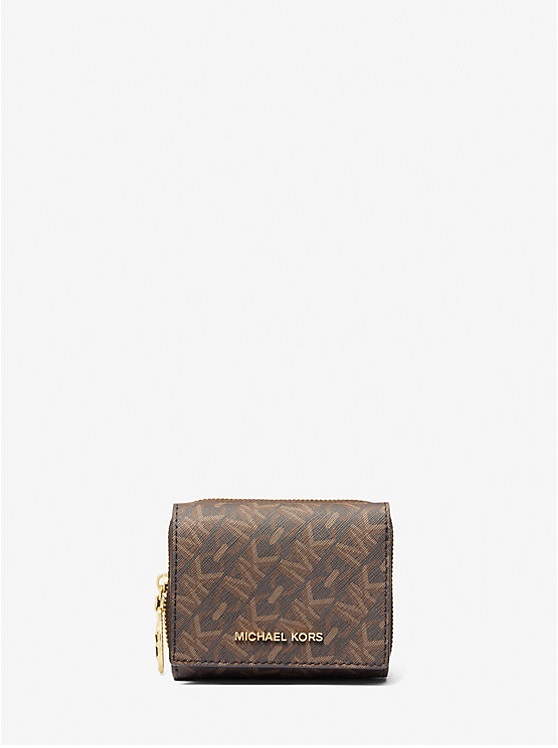 MICHAEL KORS EMPIRE SIGNATURE LOGO SMALL TRI-FOLD ZIP AROUND ΠΟΡΤΟΦΟΛΙ