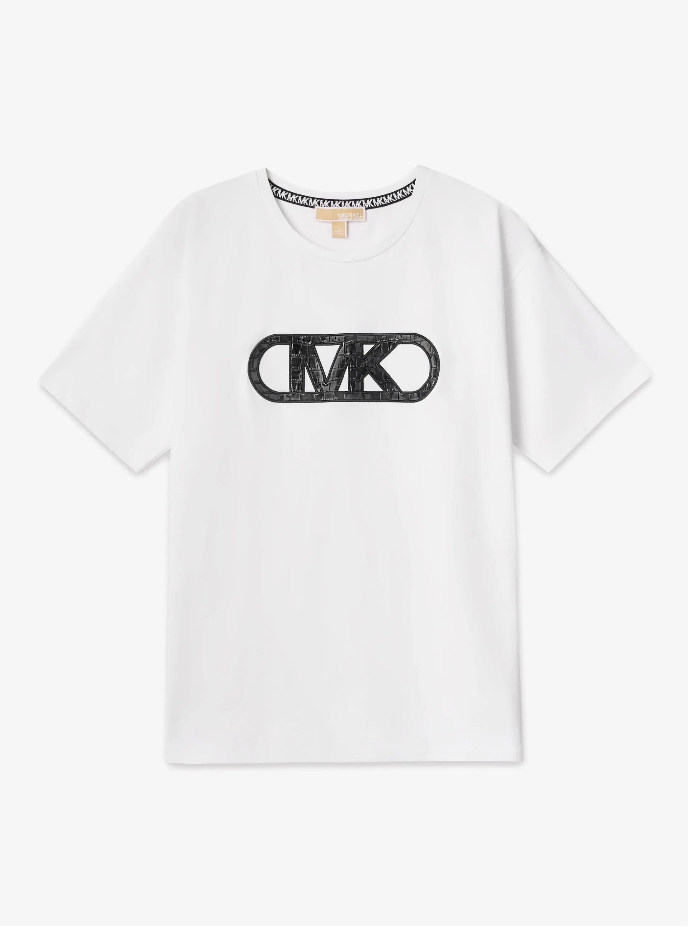 MICHAEL KORS CROCODILE EMBOSSED EMPIRE LOGO STRETCH COTTON T-SHIRT