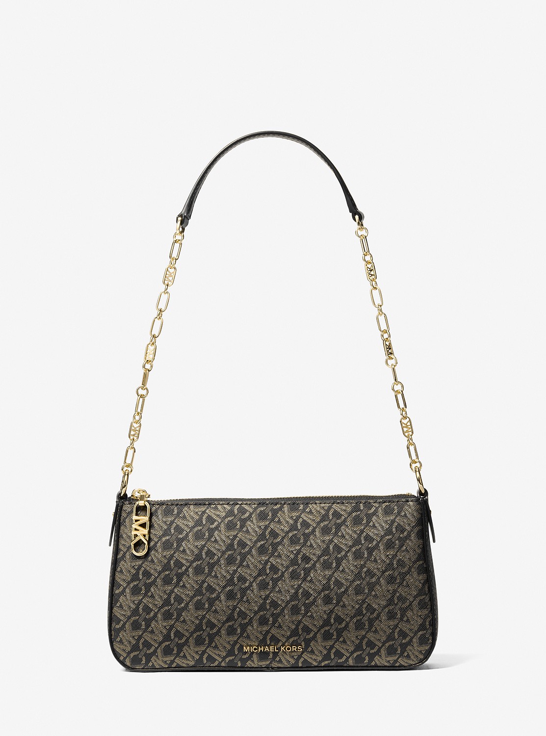 MICHAEL KORS EMPIRE LOGO MEDIUM METALLIC CHAIN-LINK POUCHETTE ΤΣΑΝΤΑ